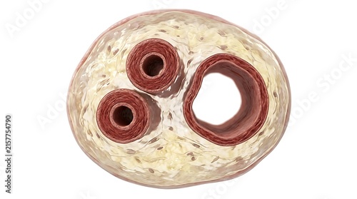 Crosssection of human artery with visible lumen and layers