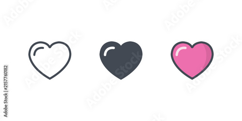 Heart. Heart icons. Heart shapes. Set of editable icons. Love.