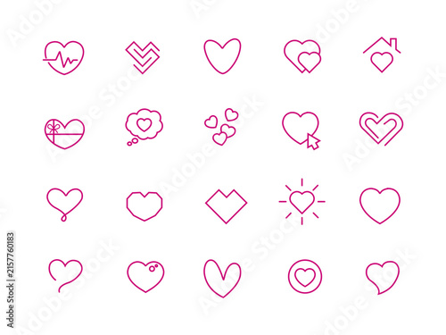 Heart. Heart icons. Heart shapes. Set of editable icons. Love.