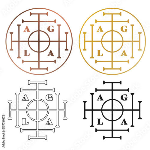 Fotografía AGLA Mystical Talisman Symbol Collection, Four Variations of Occult Sacred Geome