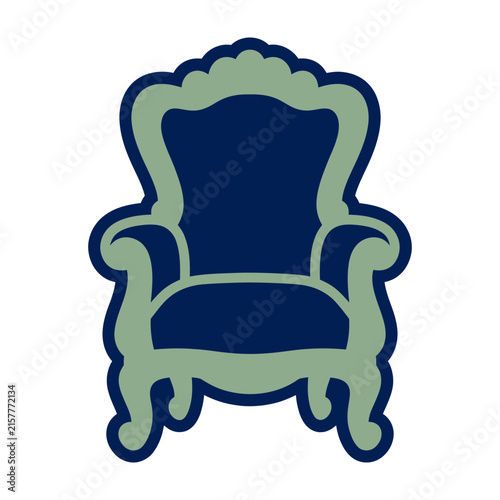 Foto Vintage Armchair Icon With Light Green And Navy Blue Colors