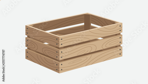 Wooden crate box icon in flat design isolated on a white background representing storage, transport, and farm harvest.