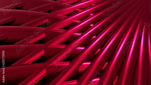 Modern dark red metallic grid structure texture, futuristic crimson metal tubes geometric 3D render illustration.