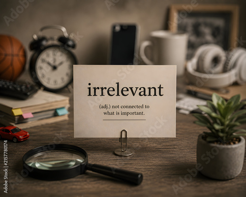 Irrelevant – Unrelated Information and Distraction Concept