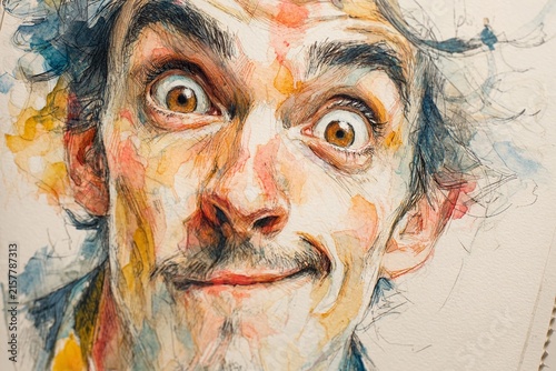 Joyful Hero Expresses Happiness With Wide-Open Eyes in Vibrant Colors Generative AI