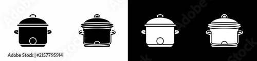 crock pot slow cooker icons in different color variations for digital design projects