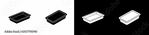 rectangular baking dish or tray isolated on contrasting backgrounds for design use