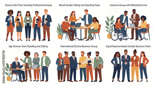 Diverse Professional Teams and Inclusive Workplace Culture Collection.