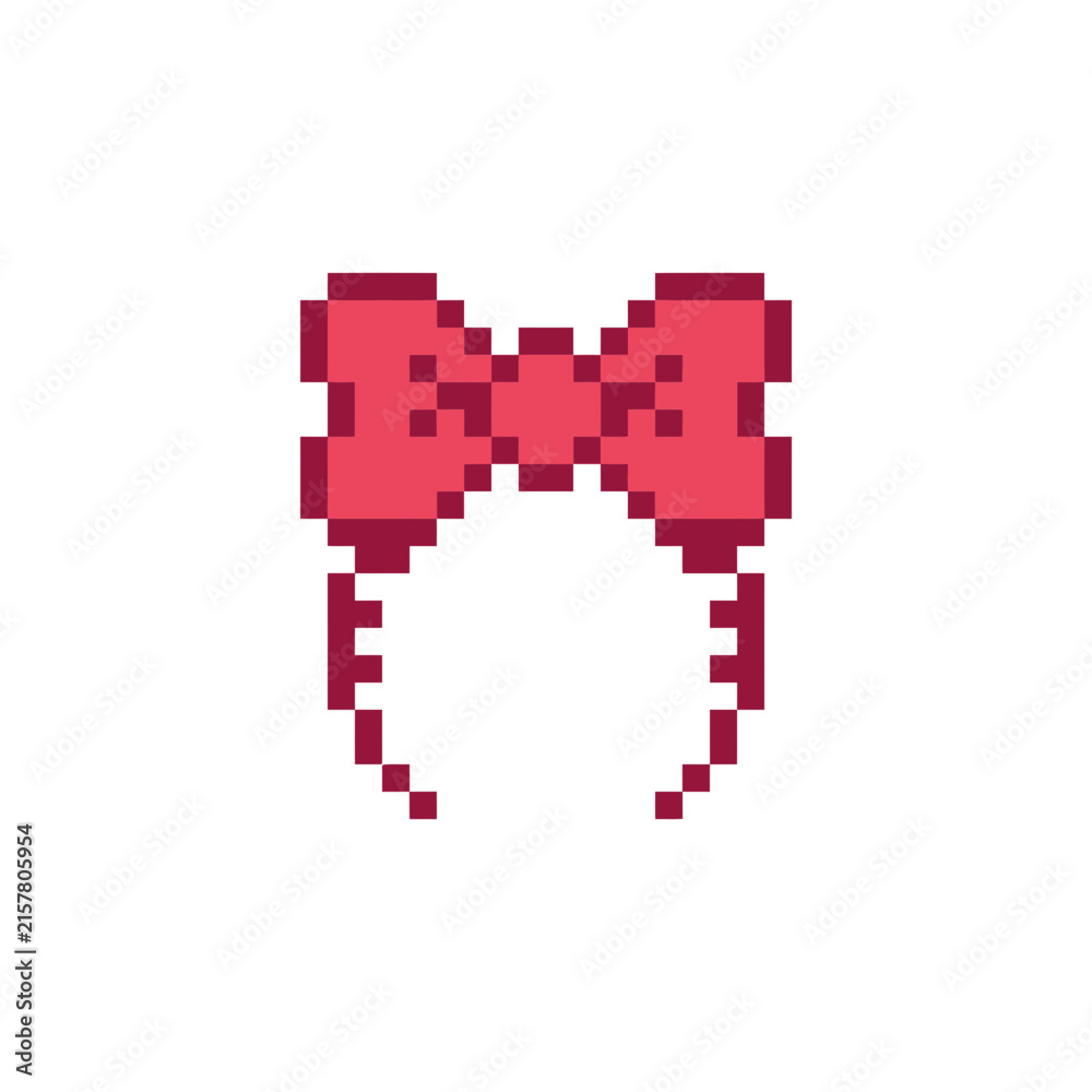 Obraz premium Pixel Art Red Bow Headband Isolated
