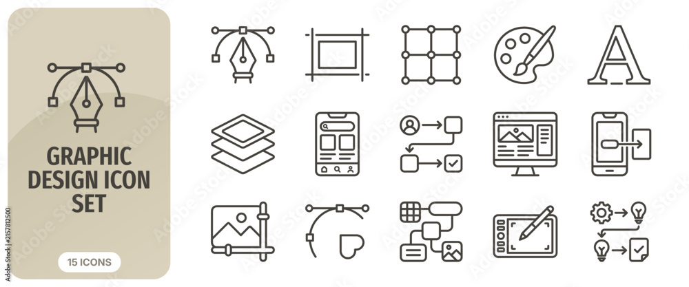 Fototapeta premium Graphic design icon set vector outline illustration