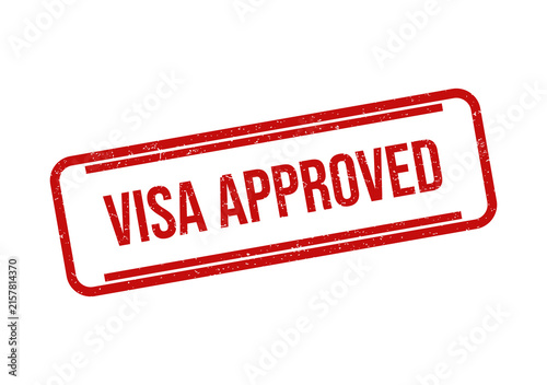 Red visa approved rubber stamp ink imprint