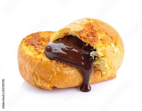 Sweet bread roll with liquid chocolate center.