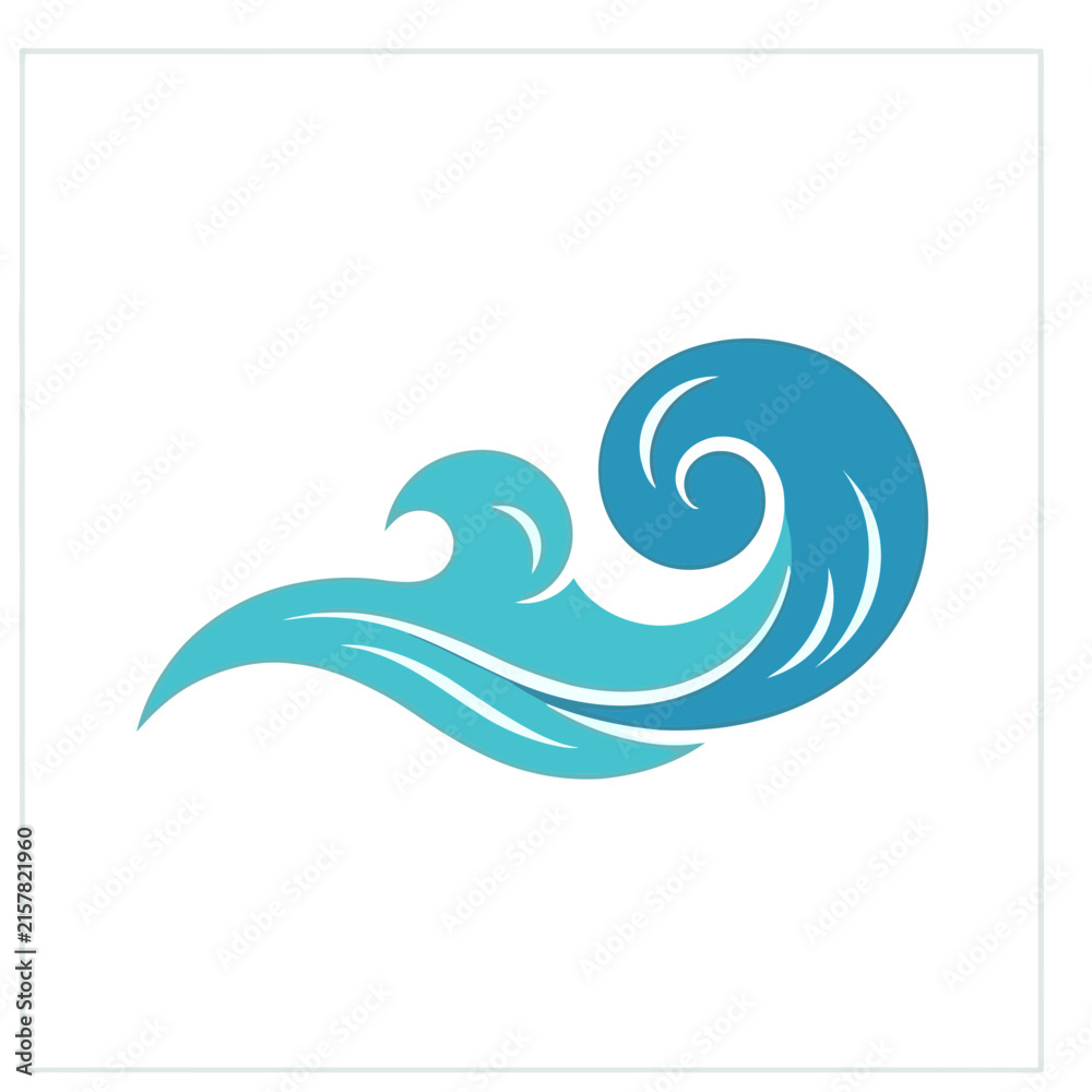 Fototapeta premium Stylized Blue Wave Illustration