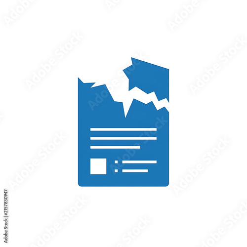 Torn Paper Document with Blue Ink Text and Lines