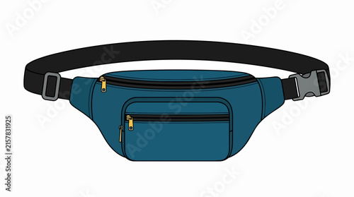 Teal Fanny Pack Belt Bag with Multiple Zippered Pockets and Adjustable Black Waist Strap for Outdoor Activities.