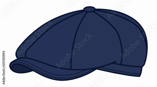 Stylish Dark Navy Blue Flat Cap Newsboy Hat for Men Vintage Retro Fashion Accessory Apparel Illustration Isolated