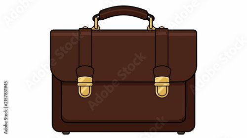 Elegant Dark Brown Leather Portfolio Briefcase with Straps and Gold Clasp for Business Professionals and Work