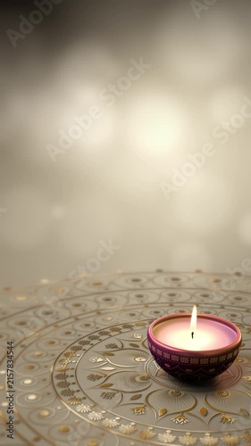 Vertical Diwali festival background with ornate Indian mandala, golden decorative elements, vibrant purple and gold luxury backdrop, festive celebration design with copy space for invitations