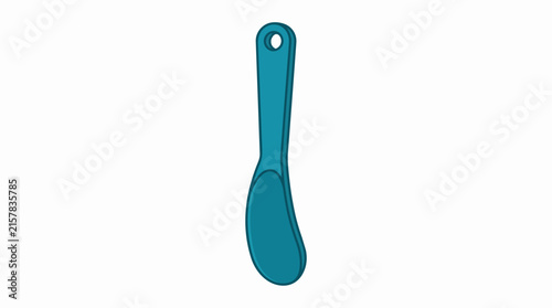 Blue Plastic Rice Paddle Spatula Kitchen Utensil for Serving and Scooping Food Isolated on White Background