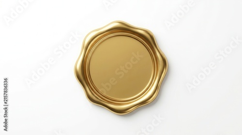 Luxury golden wax seal for business sealing or wedding invitations on a white background.