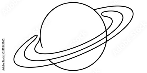 Bild auf Leinwand Simple line art icon of the planet saturn with rings representing space astronom