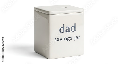 Ceramic savings jar with 'Dad savings jar' text, a perfect gift for fathers