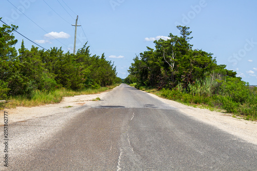 Great Bay Boulevard Wildlife Area. The narrow asphalt road by the salt marshes and pristine marine wetlands, Little Egg Harbor, New Jersey.