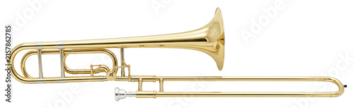 Canvastavla Professional Gold Tenor Trombone Isolated on White