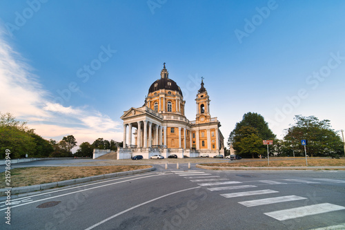 Historic Basilica of Superga in Turin Italy with Clear Sky