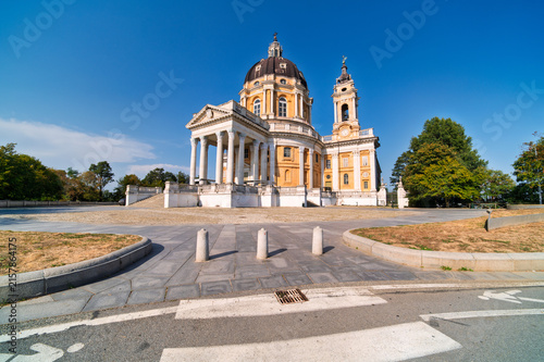 Wide-Angle View of Basilica of Superga Historic Church in Turin Italy