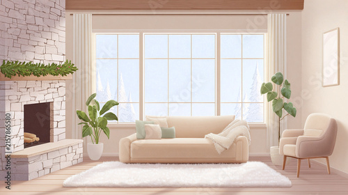 Embrace Comfort and Style: A Cozy Living Room Oasis with Soft Textures and Natural Elements Perfect for Winter Relaxation