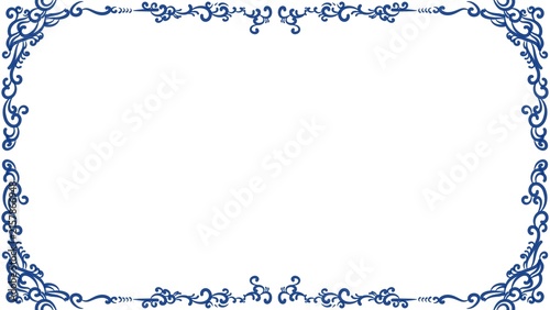 Elegant Vintage Blue Ornamental Frame Border Design.