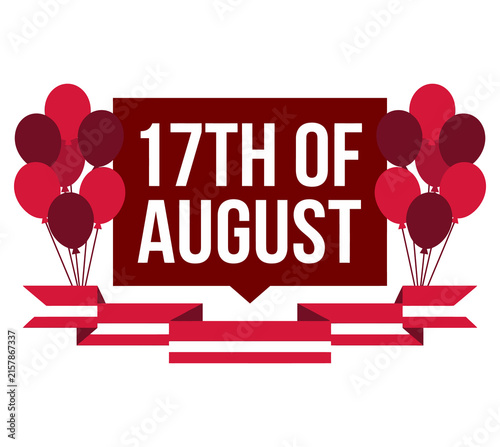 Fotografía 17th of August Indonesian independence day greeting banner with balloons and str