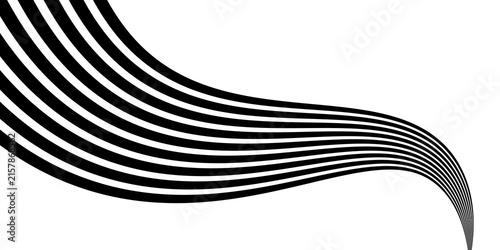 Картината върху платно Black on white abstract perspective line wave stripes with 3d dimensional effect