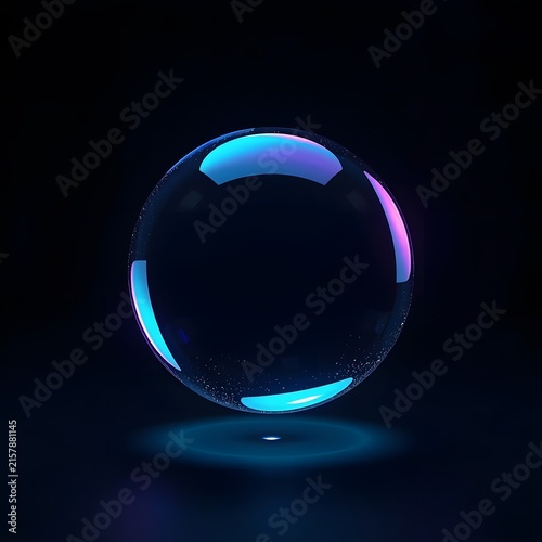Premium Neon Crystal Sphere Isolated on Dark Background