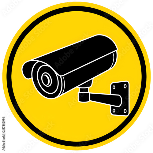 CCTV Security Surveillance Camera Yellow Circle Icon Sign Vector Illustration