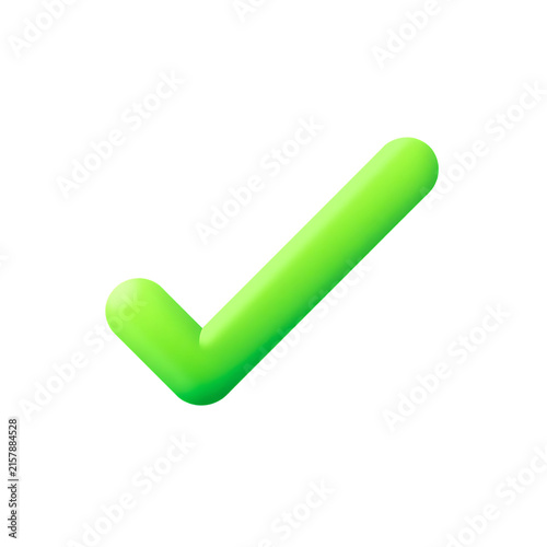 3D green checkmark icon isolated on transparent background for success and approval design