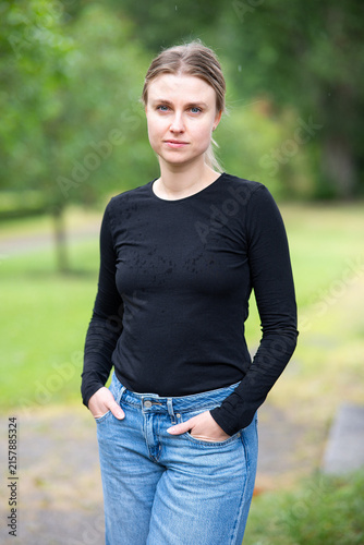 Portrait of beautiful smiling blonde young woman 