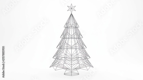 Wireframe christmas tree decoration star top minimalist design