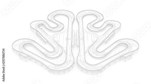Abstract stylized neural network structure with interconnected pathways
