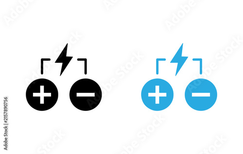 Foto Battery positive and negative terminals icon vector set showing electric polarity and power transmission