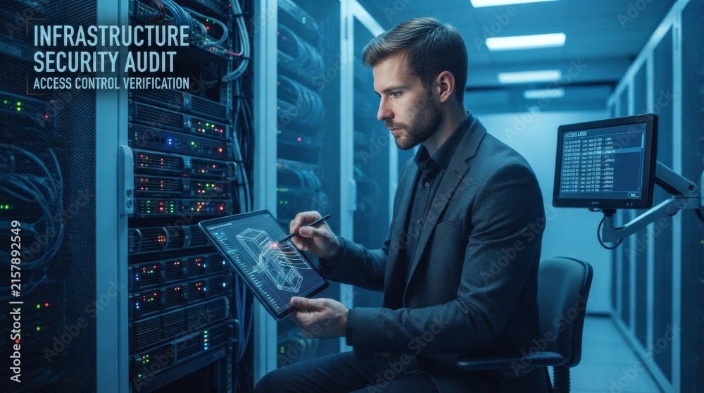 Fototapeta premium 7/10 cyber security Thorough Infrastructure Security Audit and Access Control