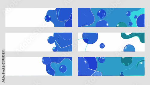 Abstract Liquid Fluid Banner Collection Vector With Blue Spheres