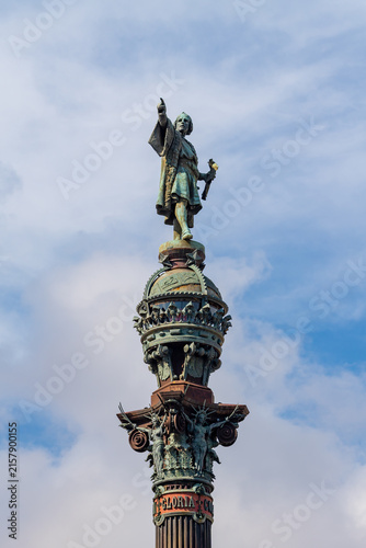 Columbus column on the Barcelona habour, at the end of the famous street Las Ramblas