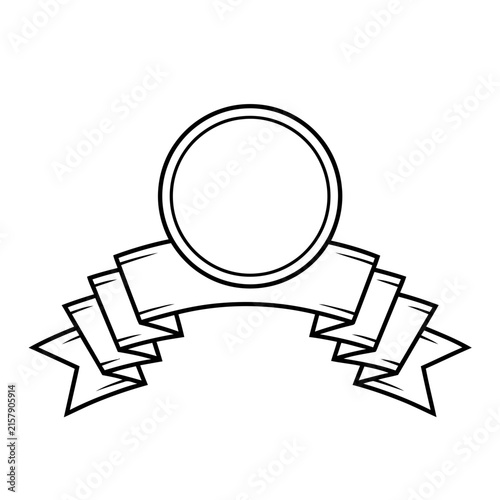 Ribbon and Circle Emblem Outline