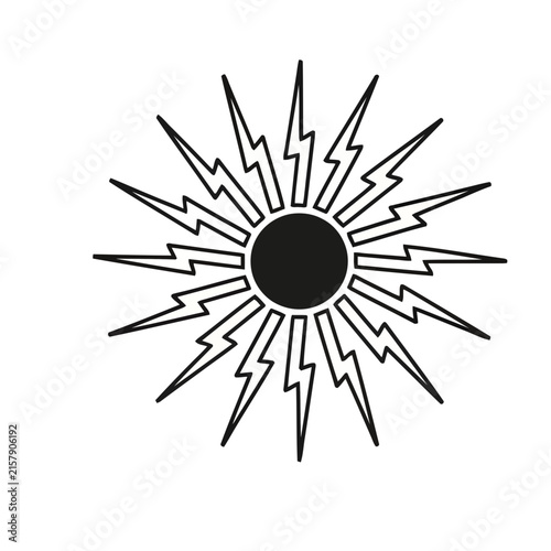 Sun with lightning bolt rays