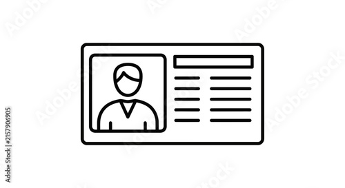 ID Card Icon: Personal Identification Document with Photo and Text