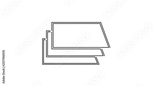 Layered documents icon, stacked papers, abstract graphic element, simple outline design