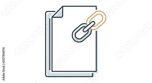 Link Icon on Document Page, Digital Connection and Information Transfer Concept