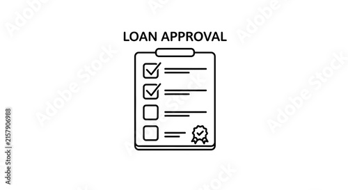 Loan Approval Checklist Document with Checkmarks and Seal of Approval Icon